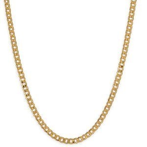 Collier Chaîne Or 750 Maille Gourmette Diamanté Creux 4.2mm 50cm
