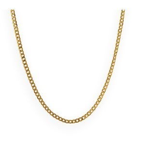 Collier Chaîne Or 750 Maille Gourmette Diamanté Creux 3.3mm 50cm