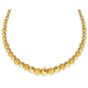 Collier Chute Or 375 Boules Lisses Sablées 45cm