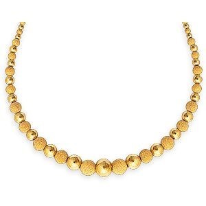Collier Chute Or 750 Boules Lisses Sablées 2  à 9mm 45cm
