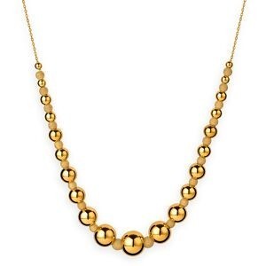 Collier Or 750 Chute Boules Lisses Sablées 2.5  à 9mm 42  à 45cm