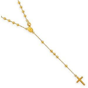 Collier Chapelet Or 750 0.7mm Boules 2mm Croix Médaille Pend 90mm 60cm Sans Fermoir