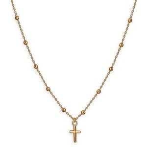 Collier Chapelet Or 750 1mm 42cm Boules 2mm Croix