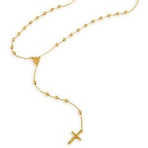 Collier Chapelet Or 750 Boules3mm Médaille Croix Christ Pend113mm 64cm Sans Fermoir