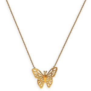 Collier Plaqué Or 1.2mm Papillon 23*18mm 38  à 42cm