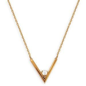 Collier Plaqué Or 1.2mm Motif V Zirconium 3mm 38  à 42cm