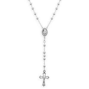 Collier Chapelet Argent 925 1.9mm Boules 4mm Miraculeuse Croix Christ 58cm