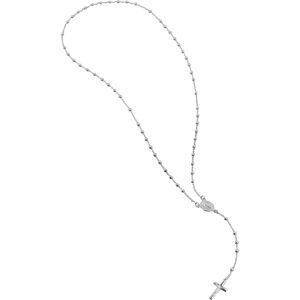 Collier Chapelet Argent 925 1.9mm Boules4mm Médaille Croix Christ 60cm Sans Fermoir