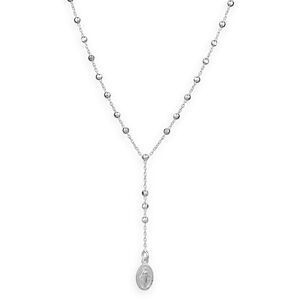 Collier Chapelet Argent 925 1mm Miraculeuse Pend 56mm Boules 2.5mm 42  à 45cm