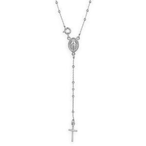 Collier Chapelet Argent 925 1mm Boules 2mm Miraculeuse Croix 48cm
