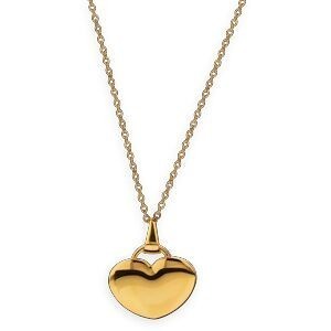 Collier Acier Jaune Cœur 26*32mm Chaîne Gourmette 2mm 42  à 45cm