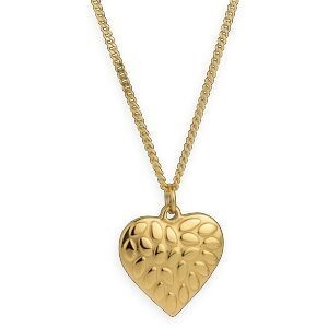 Collier Acier Jaune Cœur Motif Fantaisie 25*30mm Chaîne Gourmette 2mm 45  à 48cm