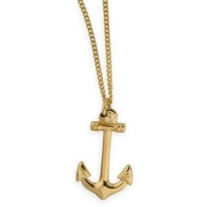 Collier Acier Jaune Ancre 21*37mm Chaîne Forçat 3mm 45  à 48cm