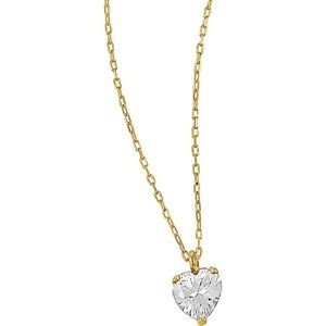 Collier Or 375 1mm Cœur Zirconium 6mm 3 Griffes 40  à 42cm