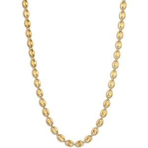 Collier Acier Jaune Maille Grain de Café 6*8.5mm 45  à 50cm