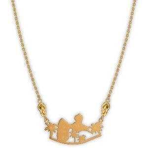 Collier Acier Jaune Guadeloupe Palmiers 39.5*24mm Nœuds Antillais 7.5mm 42  à 47cm