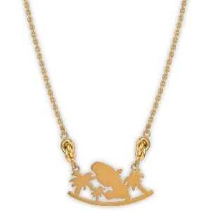 Collier Acier Jaune Martinique Palmiers 39.5*20mm Nœuds Antillais 7.5mm 42  à 47cm