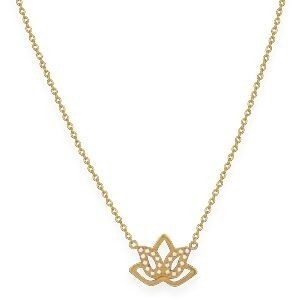 Collier Acier Jaune Fleur de Lotus Zirconium 15.5*11.5mm 42  à 45cm