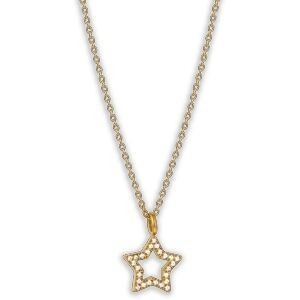 Collier Acier Jaune Etoile Zirconium 12mm 42  à 45cm