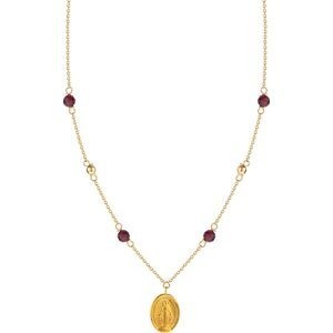 Collier Chapelet 0.7mm Or 750 Miraculeuse 8*10mm Cristal Grenat 3.5mm 42  à 45cm