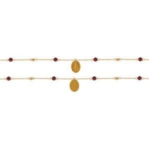 Collier Chapelet 0.7mm Or 750 Miraculeuse 8*10mm Cristal Grenat 3.5mm 42  à 45cm