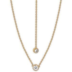 Collier Plaqué Or Buste 40  à 45cm Zirconium 6mm Dos 19cm Zirconium 5mm