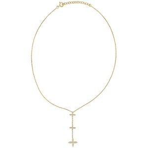 Collier Y Plaqué Or Etoiles Zirconium 9  à 12mm Pendant 48mm Chaîne 1.3mm 38  à 42cm