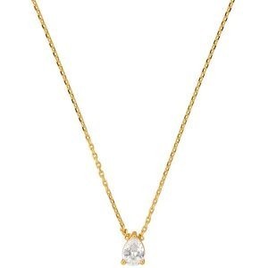 Collier Plaqué Or Goutte Zirconium 5*7mm Chaîne Forçat 1.2mm 38  à 42mm