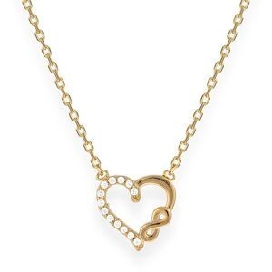 Collier Cœur Infini Zirconium 11mm 38 à 42cm Plaqué Or