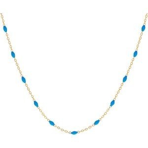 Collier Email Turquoise 2mm 42 à 45cm Acier Jaune