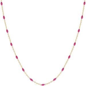 Collier Email Fushia 2mm 42 à 45cm Acier Jaune