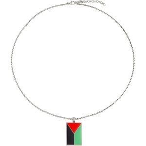 Collier Acier Drapeau Martinique 21*37mm Avec Bélière Multicolore Chaîne 2mm 50 A 55cm
