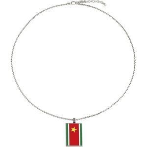 Collier Acier Drapeau Guadeloupe 21*37mm Avec Bélière Multicolore Chaîne 2mm 50 A 55cm