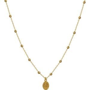 Collier Chapelet Or 375 Boules 2mm Vierge Miraculeuse 4.5*5.5mm 45cm