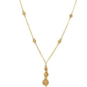 Collier Y Or 375 Boules Lisses et Satinées 3 à 8mm Chaîne 1.7mm 42 à 45cm