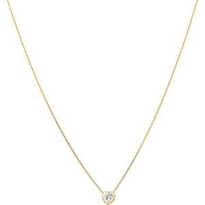 Collier Or 375 Cœur Zirconium 5.5mm Chaîne Forçat Diamanté 0.8mm 42 à 45cm