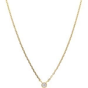 Collier Plaqué Or Zirconium Serti Clos 3mm Chaîne Forçat 1.2mm 38 à 42cm