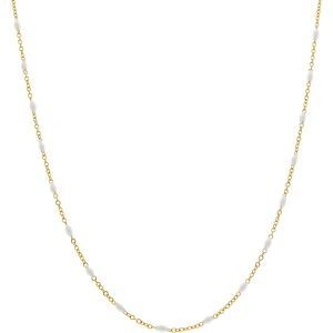 Collier Acier Jaune Olives Email Blanc 2mm Chaîne 1.2mm 42 à 45cm