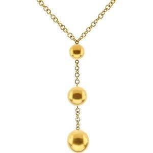 Collier Y Acier Jaune Pendant 90mm Boules 10 à 20mm Chaîne 4mm 45cm