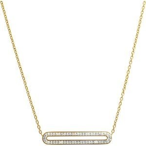 Collier Acier Jaune  Motif Cristal 32*6mm Chaîne 1.5mm 42 à 45cm