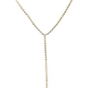 Collier Y Plaqué or Maille Tennis Cristal Blanc 2mm Pendant 70mm 38 à 42cm