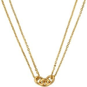 Collier Plaqué Or 2 rangs Motif 3 Anneaux Ovales 7*18mm Chaîne Forçat 2mm 40 à 45cm