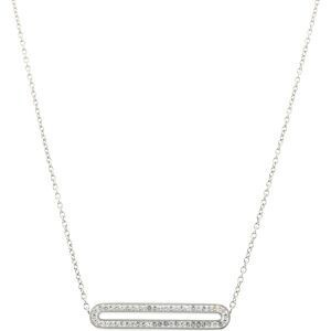 Collier Acier Motif Cristal 32*6mm Chaîne 1.5mm 42 à 45cm