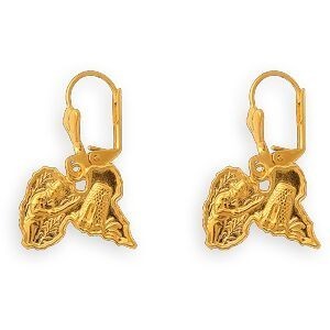 Boucles D'oreilles Plaqué Or Pendant 30mm Guadeloupe Canne A Sucre 19*14mm