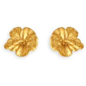 Boucles D'oreilles Plaqué Or Hibiscus 12mm