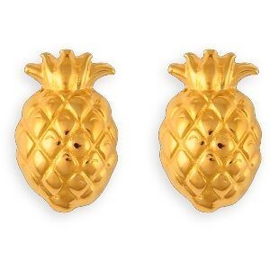 Boucles D'oreilles Plaqué Or Ananas 10*15mm