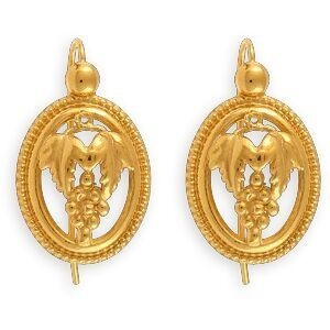 Boucles D'oreilles Plaqué Or Pendant 27mm Vigne Cerclée 16*24mm