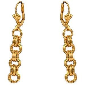 Boucles D'oreilles Plaqué Or Pendant 60mm Maille Jaseron 6mm