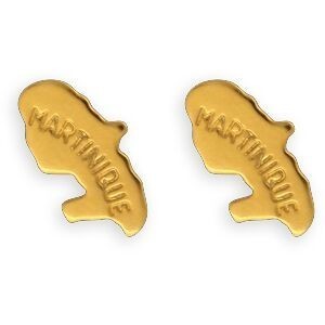 Boucles D'oreilles Plaqué Or Carte Martinique 6*12mm