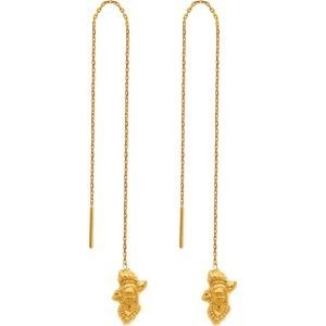 Boucles D'oreilles Plaqué Or Pendant 110mm Tête Antillaise 10*18mm